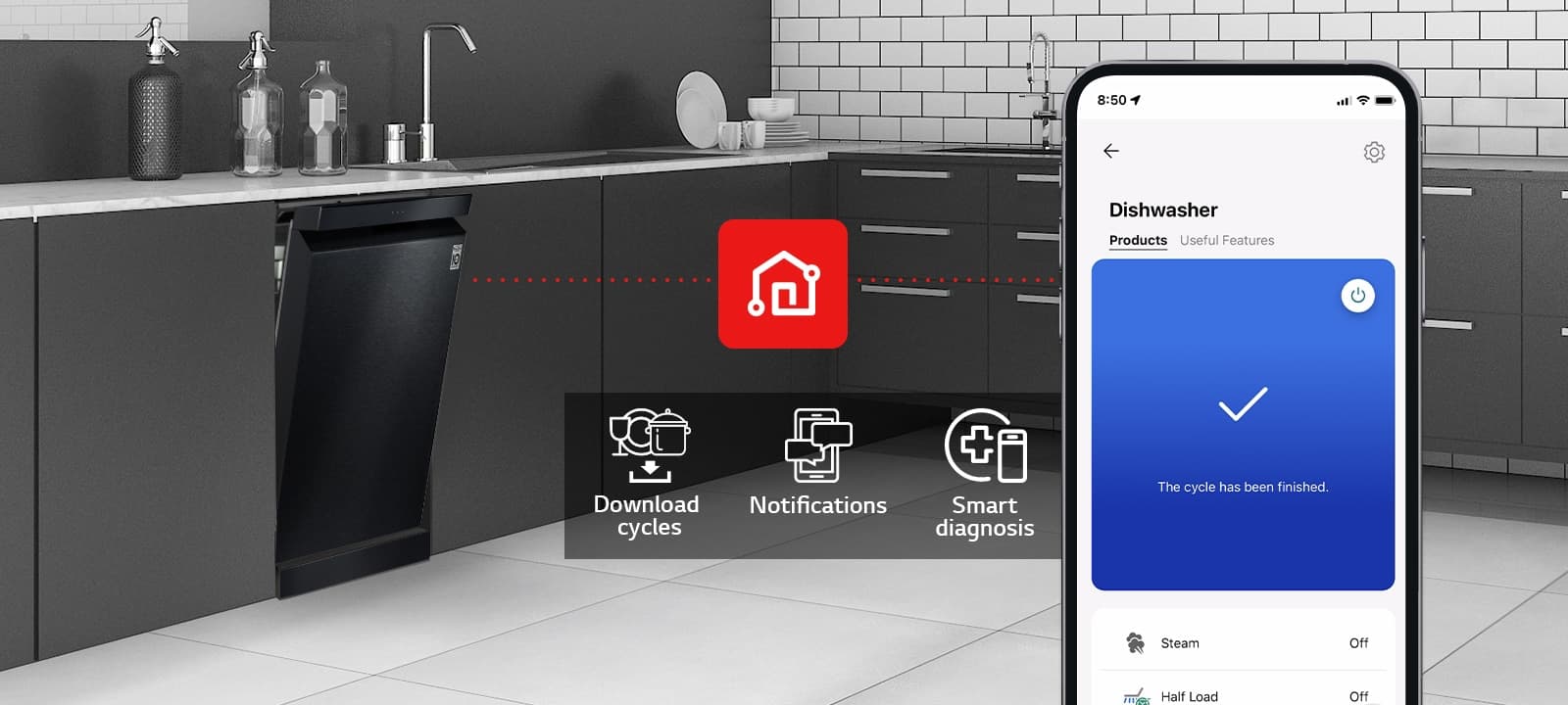 LG ThinQ™ 保持连接，保持闪亮清洁
