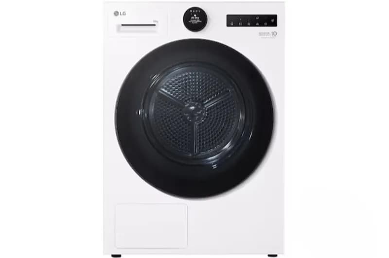 10kg 双变频热泵式烘干机 LCD 屏幕和自动清洁冷凝器, 白色